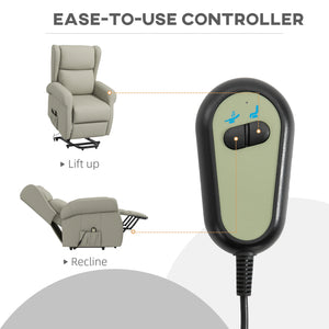 Fauteuil releveur à oreilles inclinable électrique avec repose-pieds, blanc crème