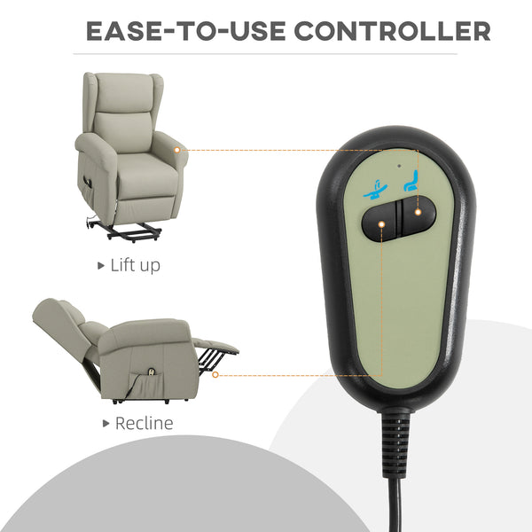 Fauteuil releveur à oreilles inclinable électrique avec repose-pieds, blanc crème
