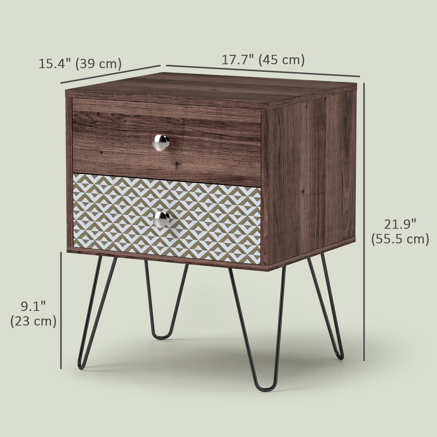 Table d'appoint avec tiroirs pour chambre à coucher ou salon, marron