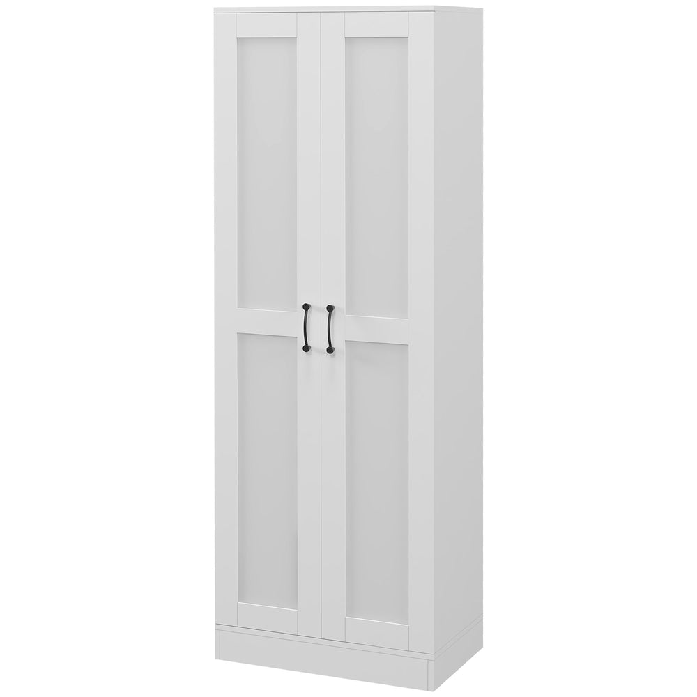Pantry cabinet with storage and adjustable shelves, white