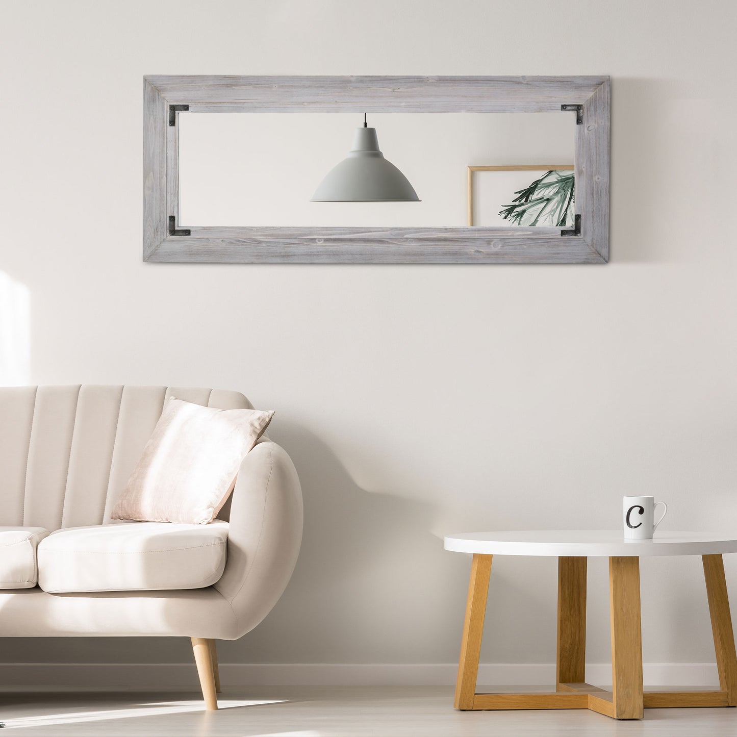 Miroir pleine longueur 140 x 60 cm, montage mural et miroir de sol incliné, vertical ou horizontal pour chambre, gris