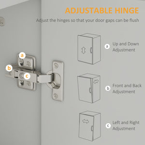 Meuble de rangement avec 4 portes battantes et étagères réglables, blanc