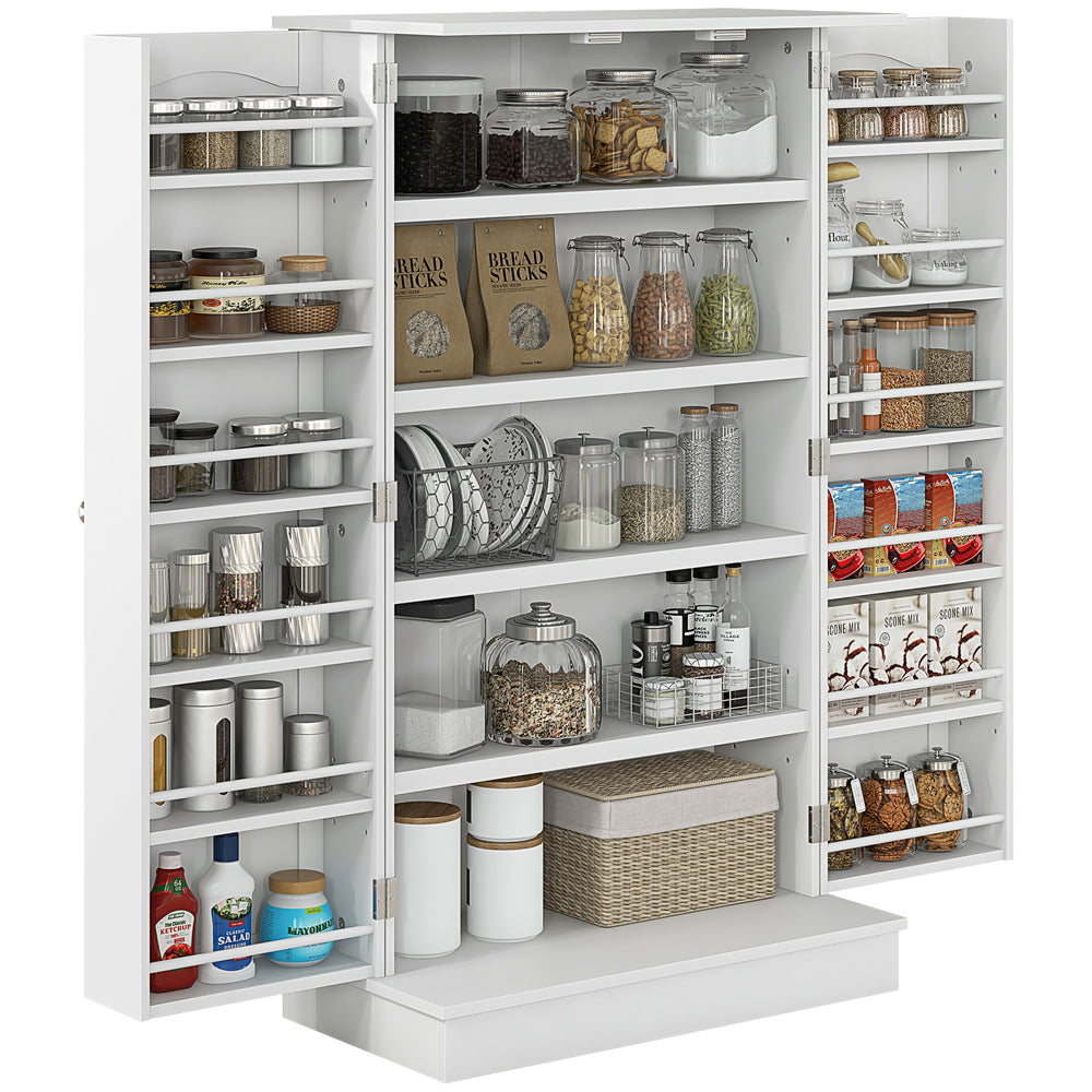 Armoire de rangement avec étagères réglables et rangement à épices, blanc