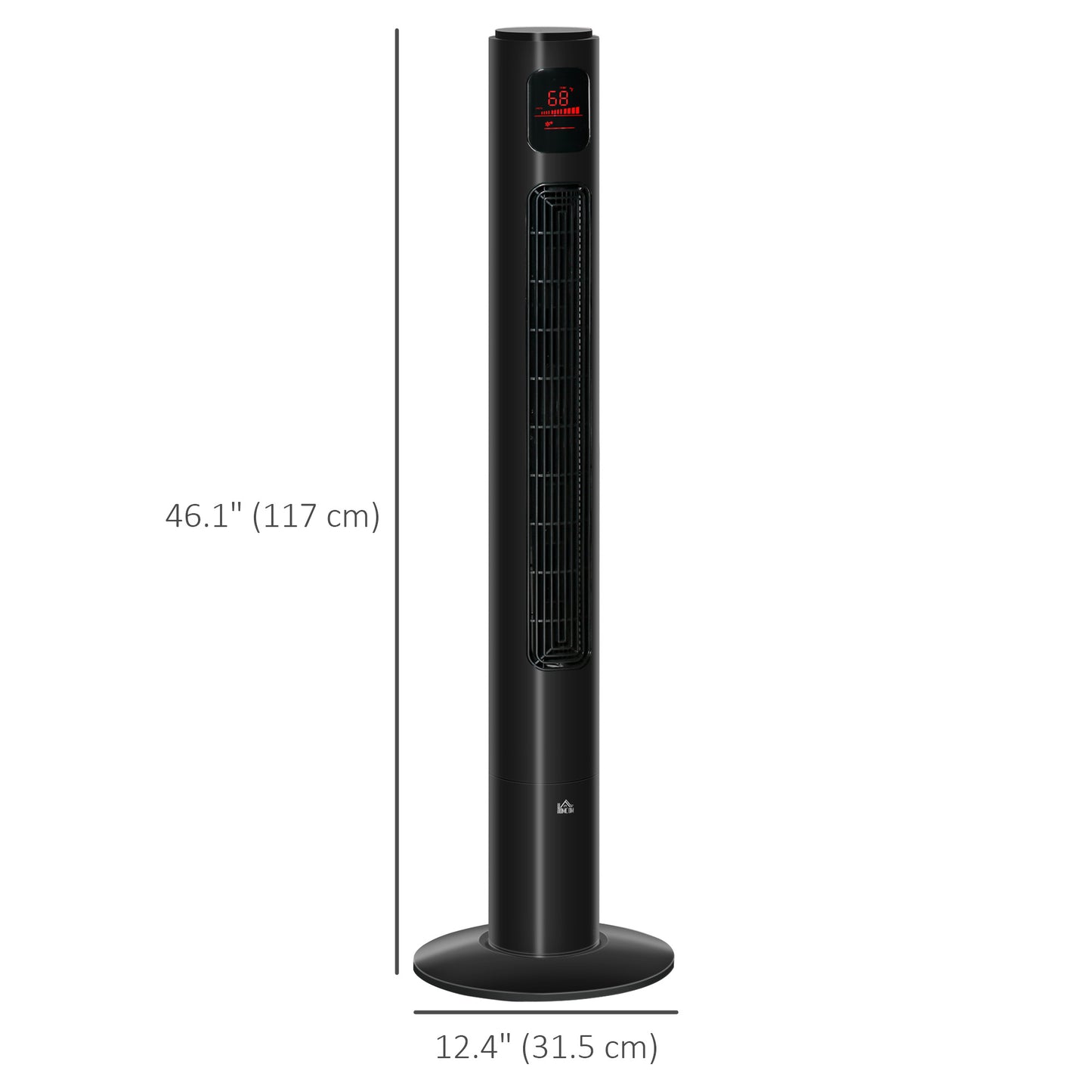 Ventilateur tour autonome avec oscillation, 3 vitesses, minuterie 12 h, panneau de capteur LED, télécommande, noir