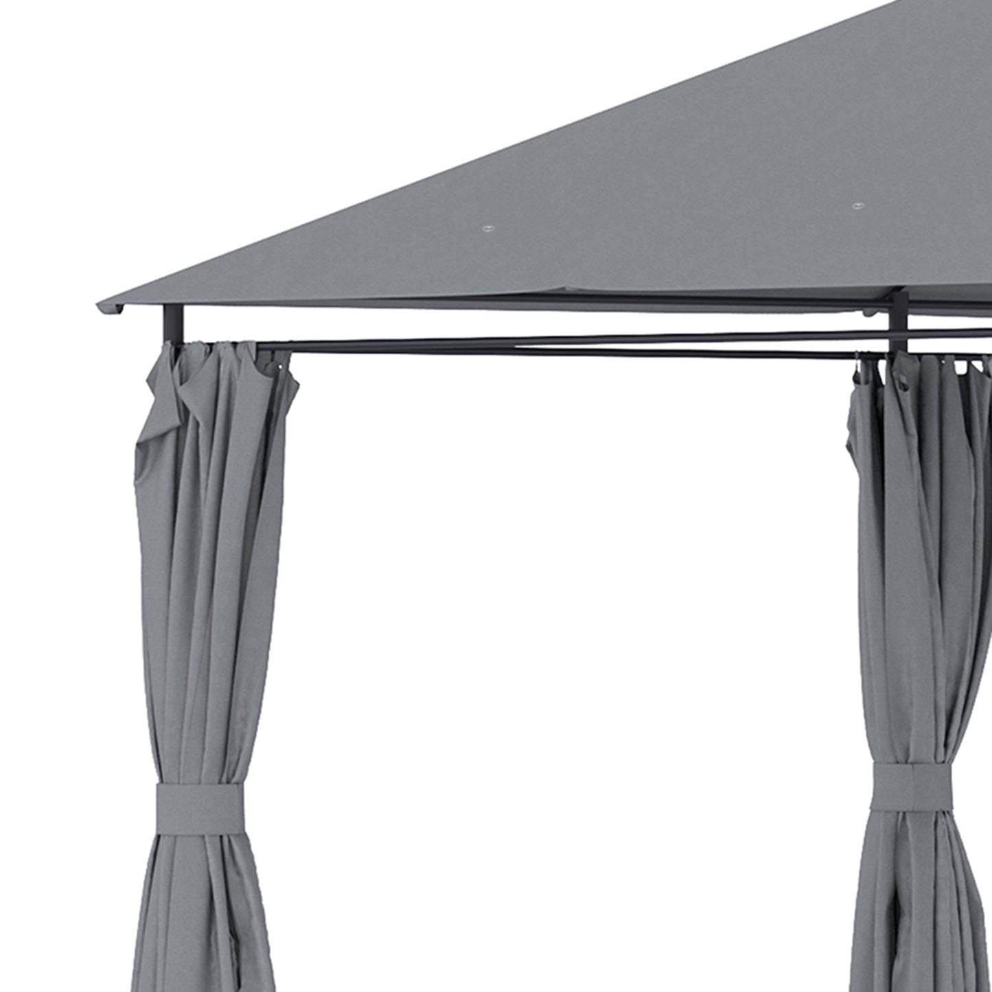 Gazebo 13' x 10' en acier à toit souple avec 6 rideaux amovibles et trous de drainage, gris