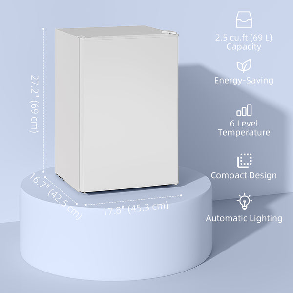 Mini-réfrigérateur 2,5 pi³, réfrigérateur compact à une porte avec congélateur, thermostat réglable, porte réversible, blanc