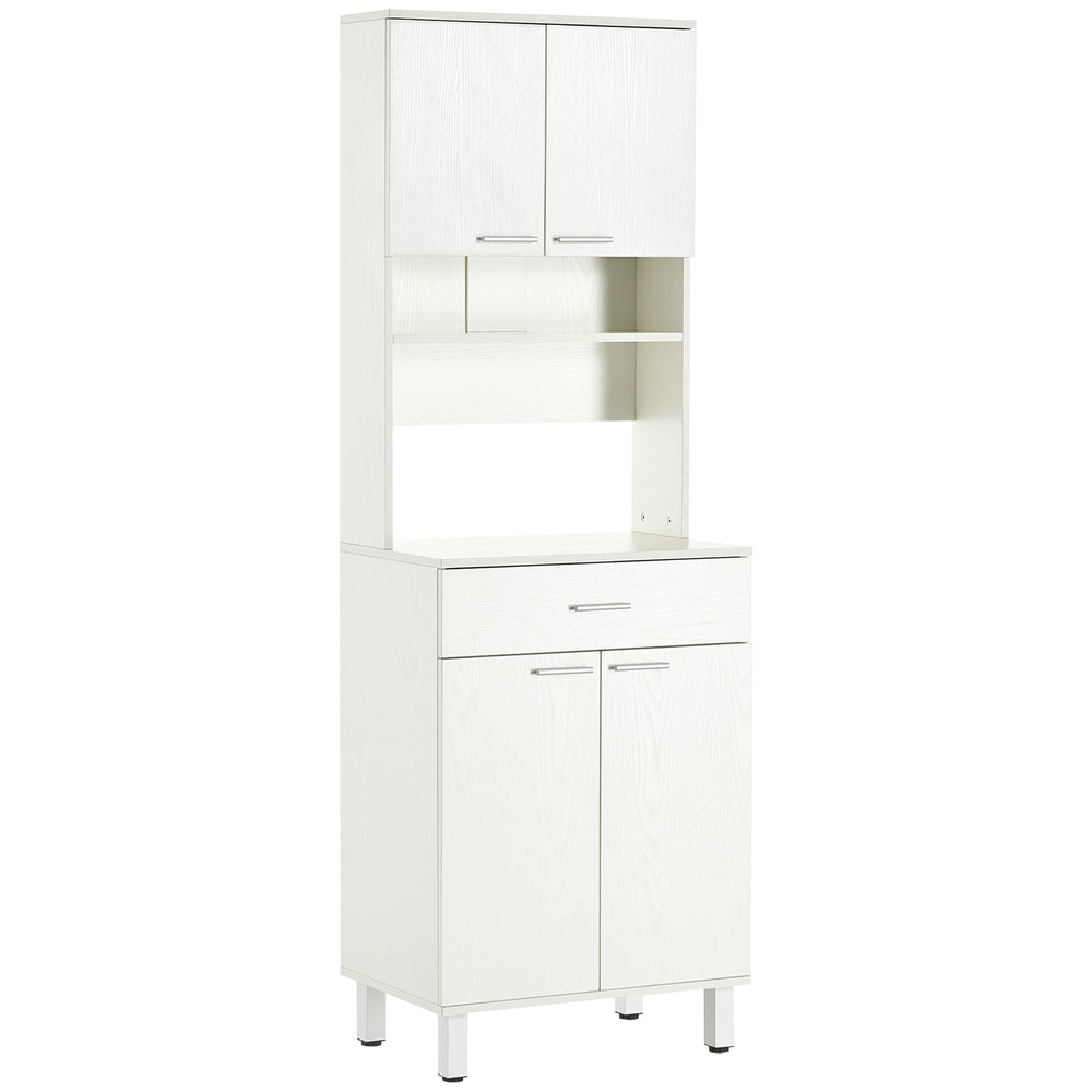 Garde-manger avec rangement pour micro-ondes, blanc