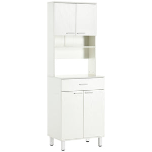 Garde-manger avec rangement pour micro-ondes, blanc