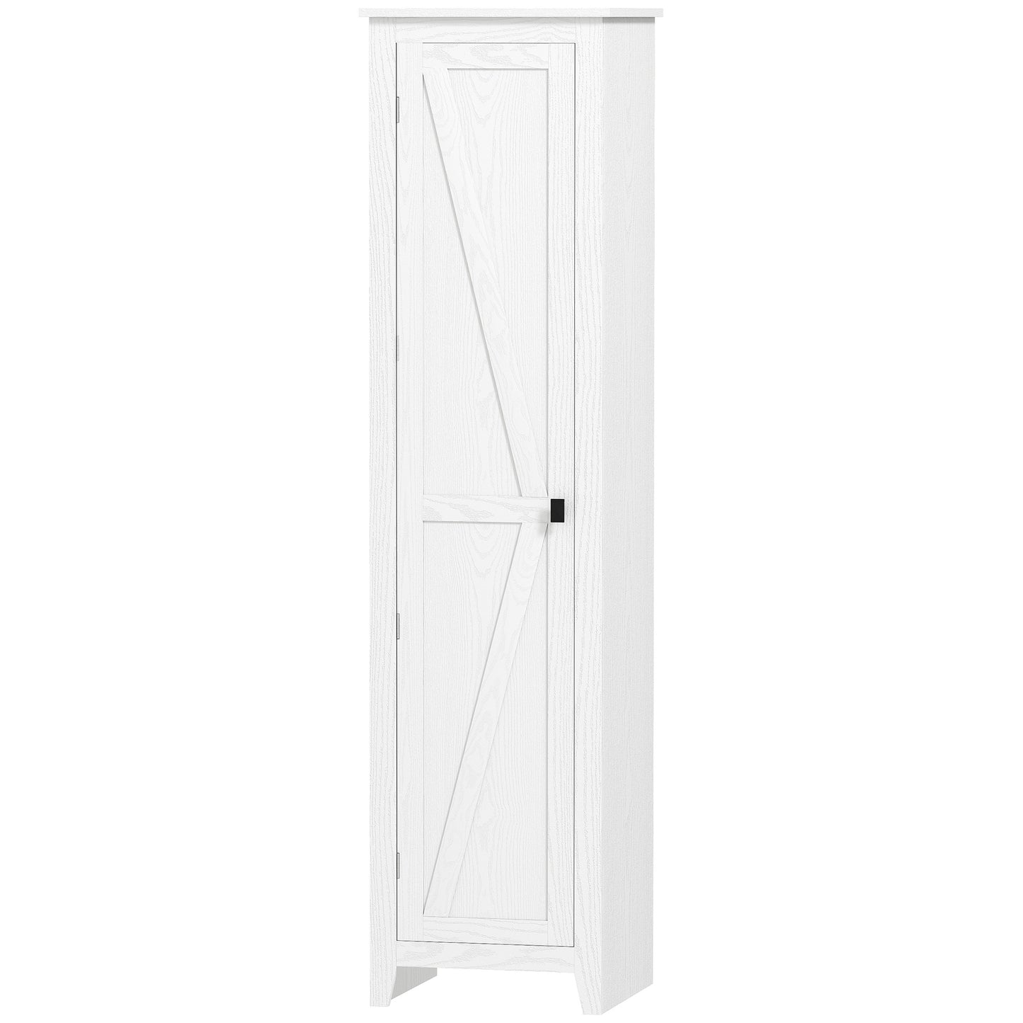 Armoire de rangement de cuisine style ferme 67" avec porte de grange et étagères réglables, blanc