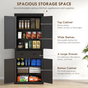 Garde-manger de 72 po avec tiroir, portes, noir