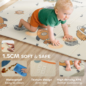 Tapis de jeu réversible et imperméable, pliable, motif astronaute et planète