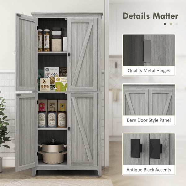 Meuble de rangement avec portes et étagères, gris