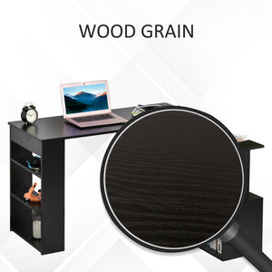 Bureau d'angle HOMCOM en L, pivotant à 360°, avec étagère de rangement, noir