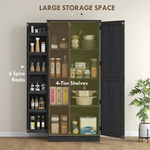 Meuble de rangement avec étagères de porte et étagères réglables, noir