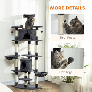Arbre à chat de 79" avec jouets pour chatons, gris foncé