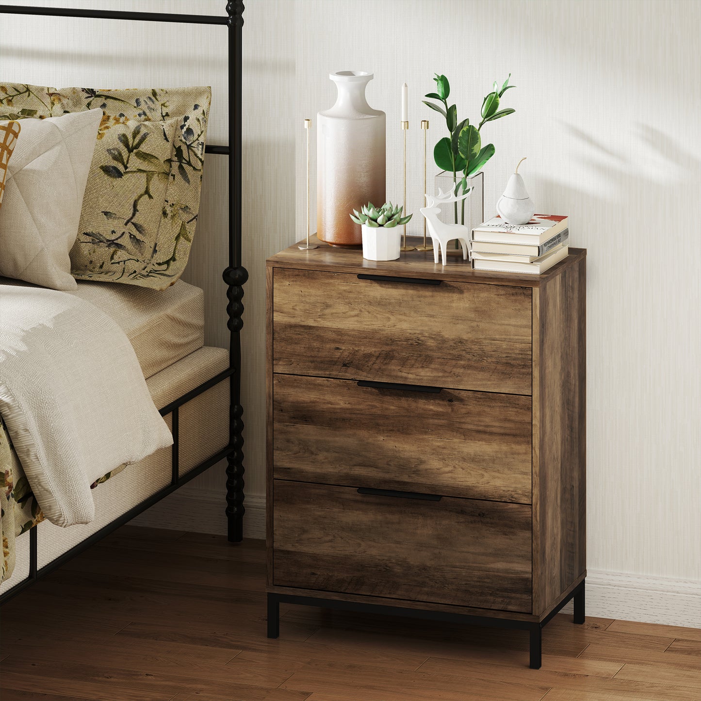 Commode pour chambre à coucher 3 tiroirs, couleur naturelle