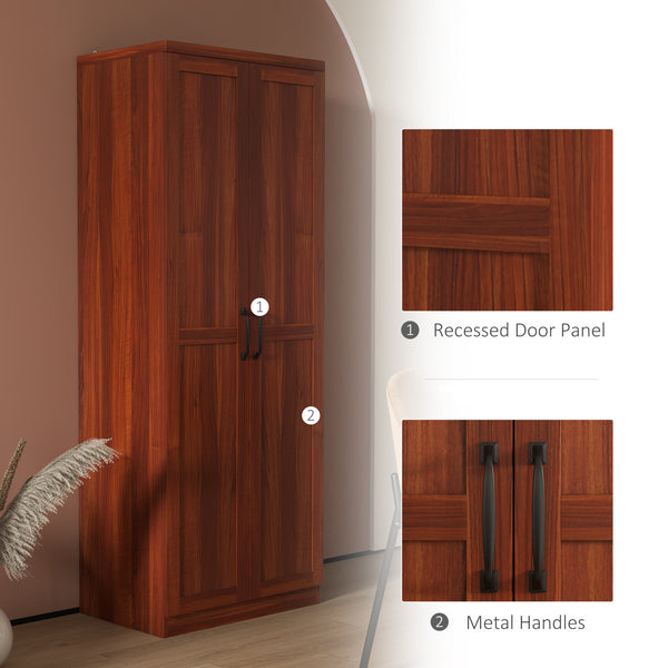 5-Tier Pantry with Doors and Adjustable Shelves, Brown