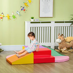Aire de jeux souple 6 pièces pour grimper, ramper et glisser, rouge/rose