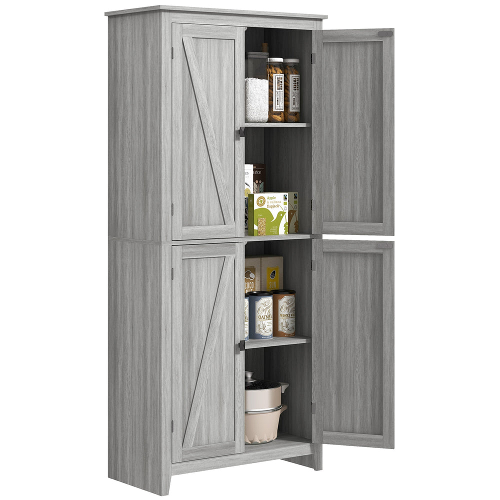 Meuble de rangement avec portes et étagères, gris