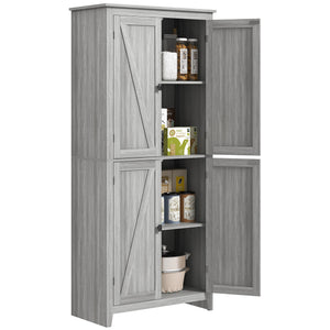 Meuble de rangement avec portes et étagères, gris