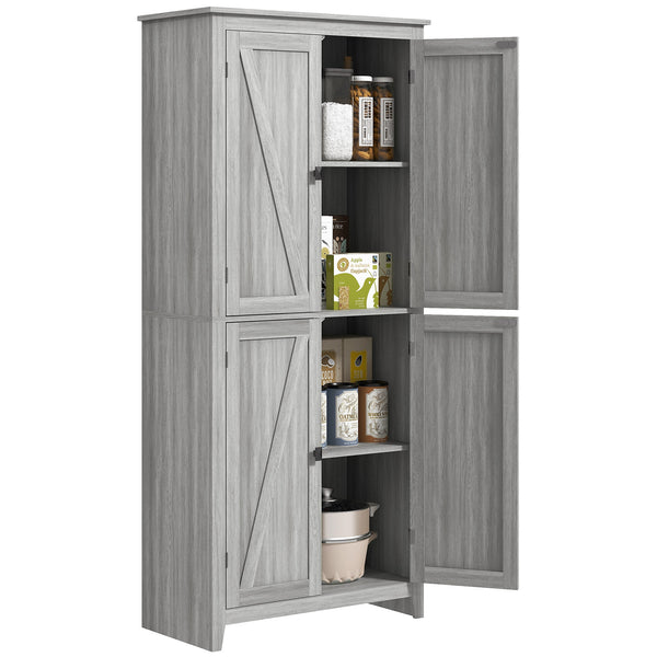 Meuble de rangement avec portes et étagères, gris