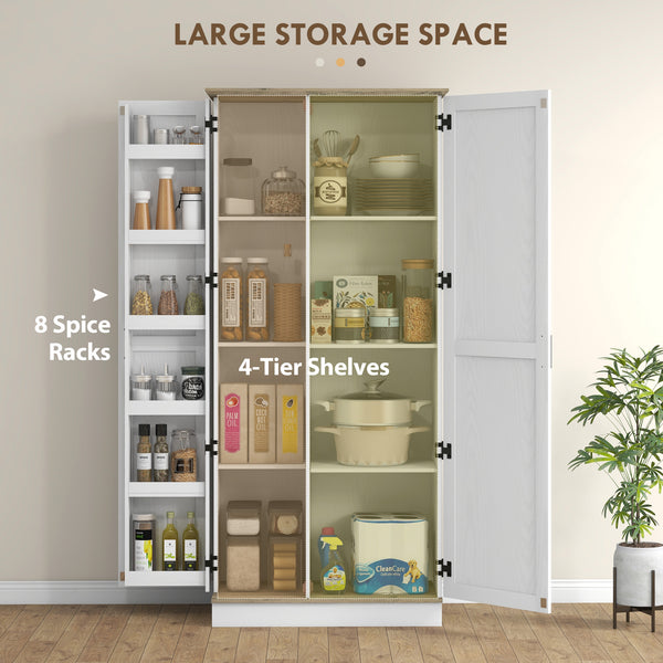Meuble de rangement avec étagères de porte et étagères réglables, blanc crème
