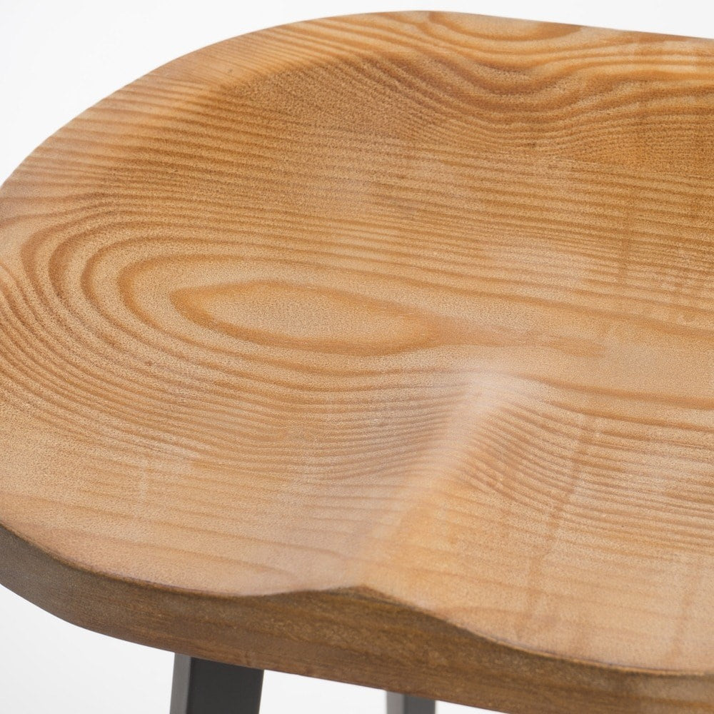 Ensemble de 2 tabourets de bar pivotants de style industriel avec cadre en fer finition rouille, assise en pin, aucun assemblage requis, naturel