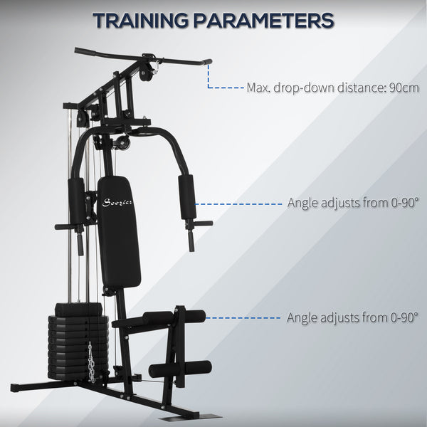Multifunctional home gym with 45 kg weight stack