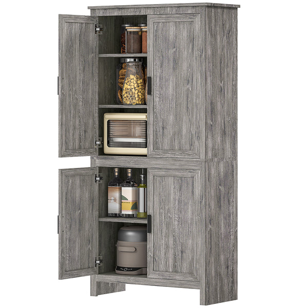 Meuble de rangement avec 4 portes et 3 étagères réglables, gris anthracite