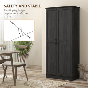 Meuble de rangement avec étagères de porte et étagères réglables, noir