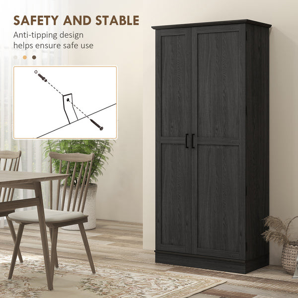 Meuble de rangement avec étagères de porte et étagères réglables, noir