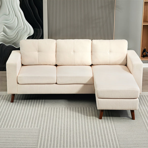 Canapé sectionnel avec méridienne convertible, blanc crème