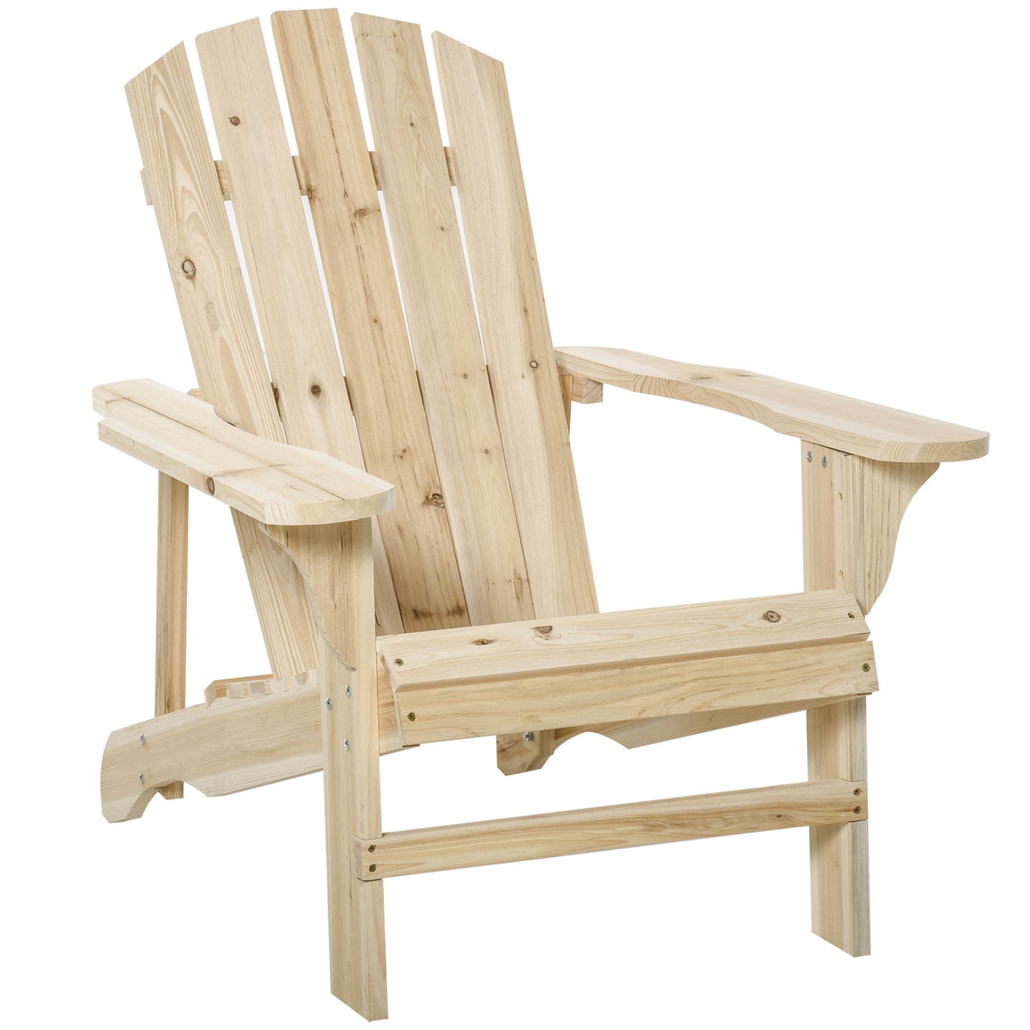 Chaise Adirondack en bois , chaise d'extérieur Muskoka à lattes, couleur naturelle