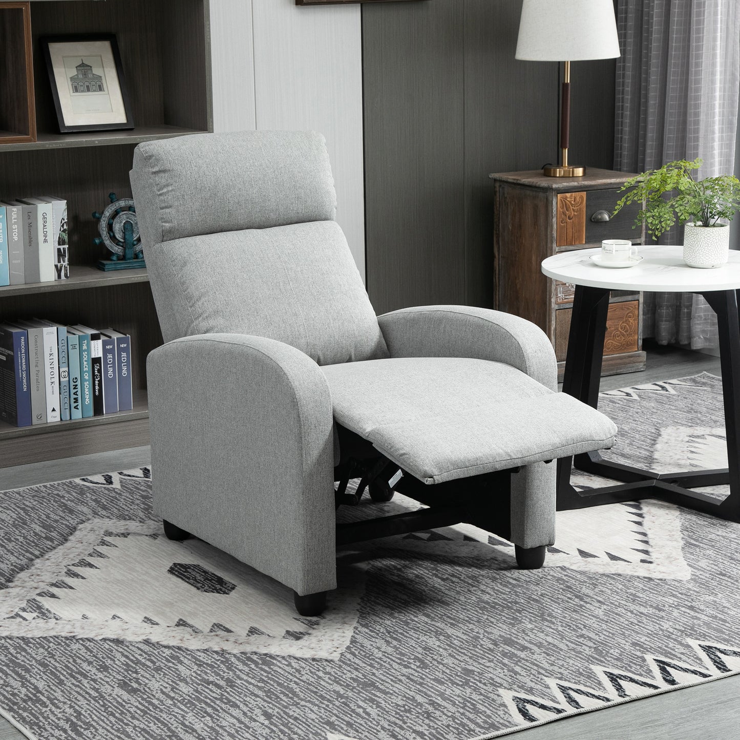 Fauteuil inclinable manuel en tissu pour home cinéma maison, gris clair