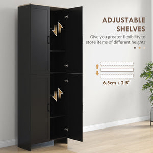 Armoire de cuisine 4 portes avec étagères réglables, noir