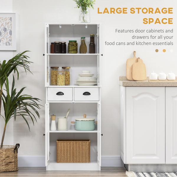 Meuble de rangement de 61 pouces avec portes en verre, blanc