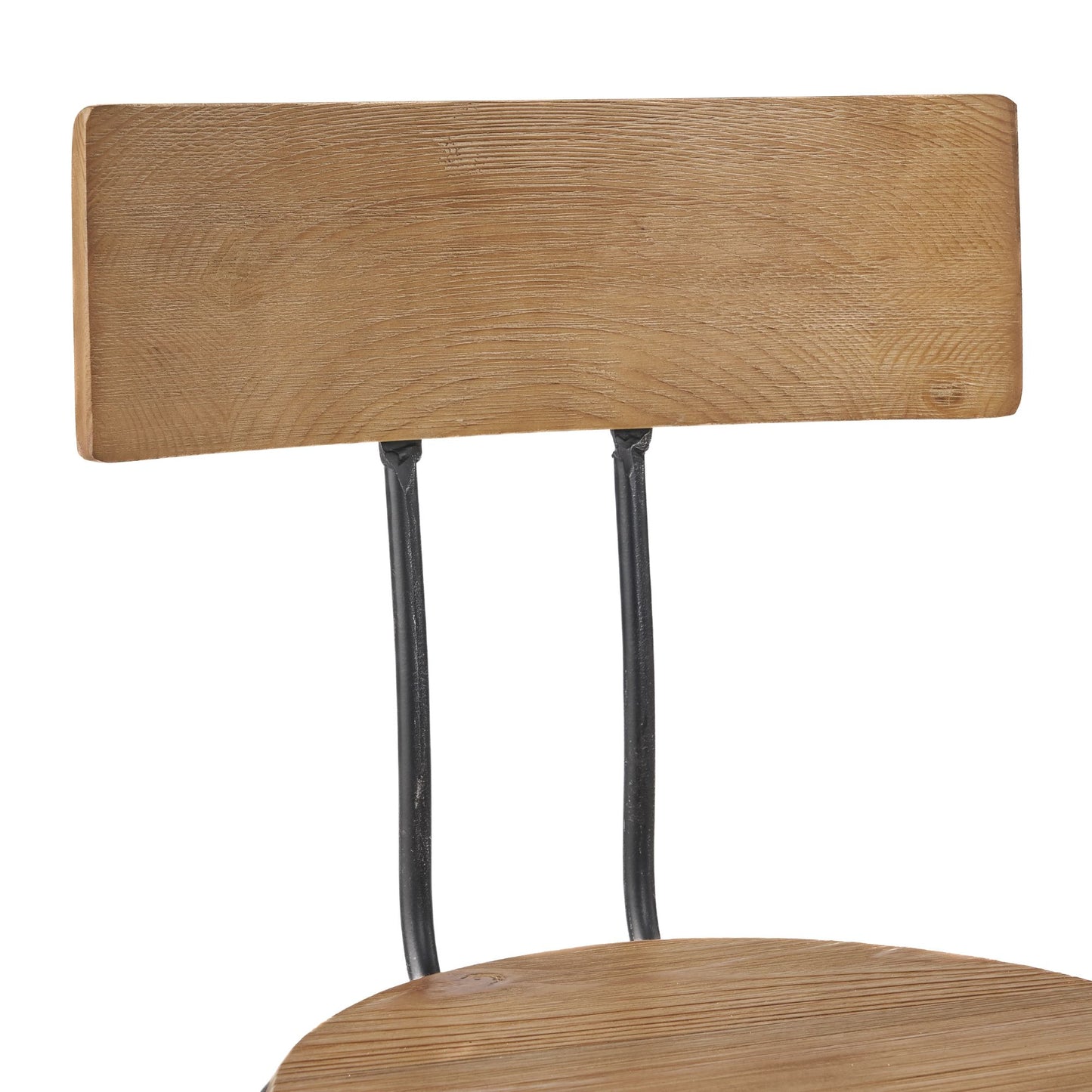 Rustic Fir Wood Bar Stool with Iron Legs, Swivel Footrest, Natural