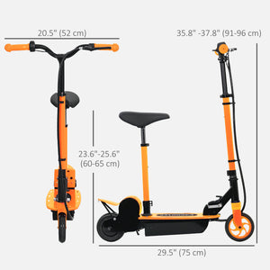 Trottinette électrique pliable avec siège et deux hauteurs réglables, orange
