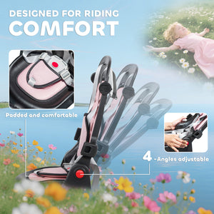 Tricycle 6 en 1 avec poignée de poussée, auvent amovible, siège pivotant, rose