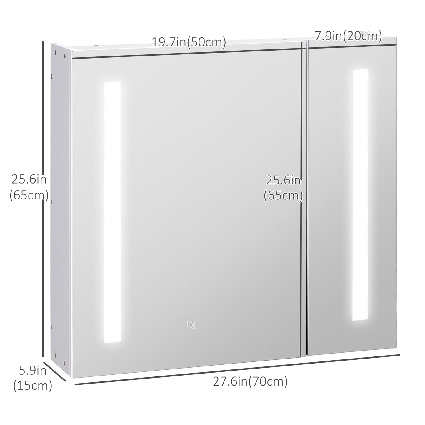 Armoire à pharmacie avec miroir et éclairage, blanc