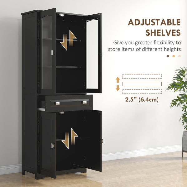 Armoire de cuisine avec étagères réglables, noir
