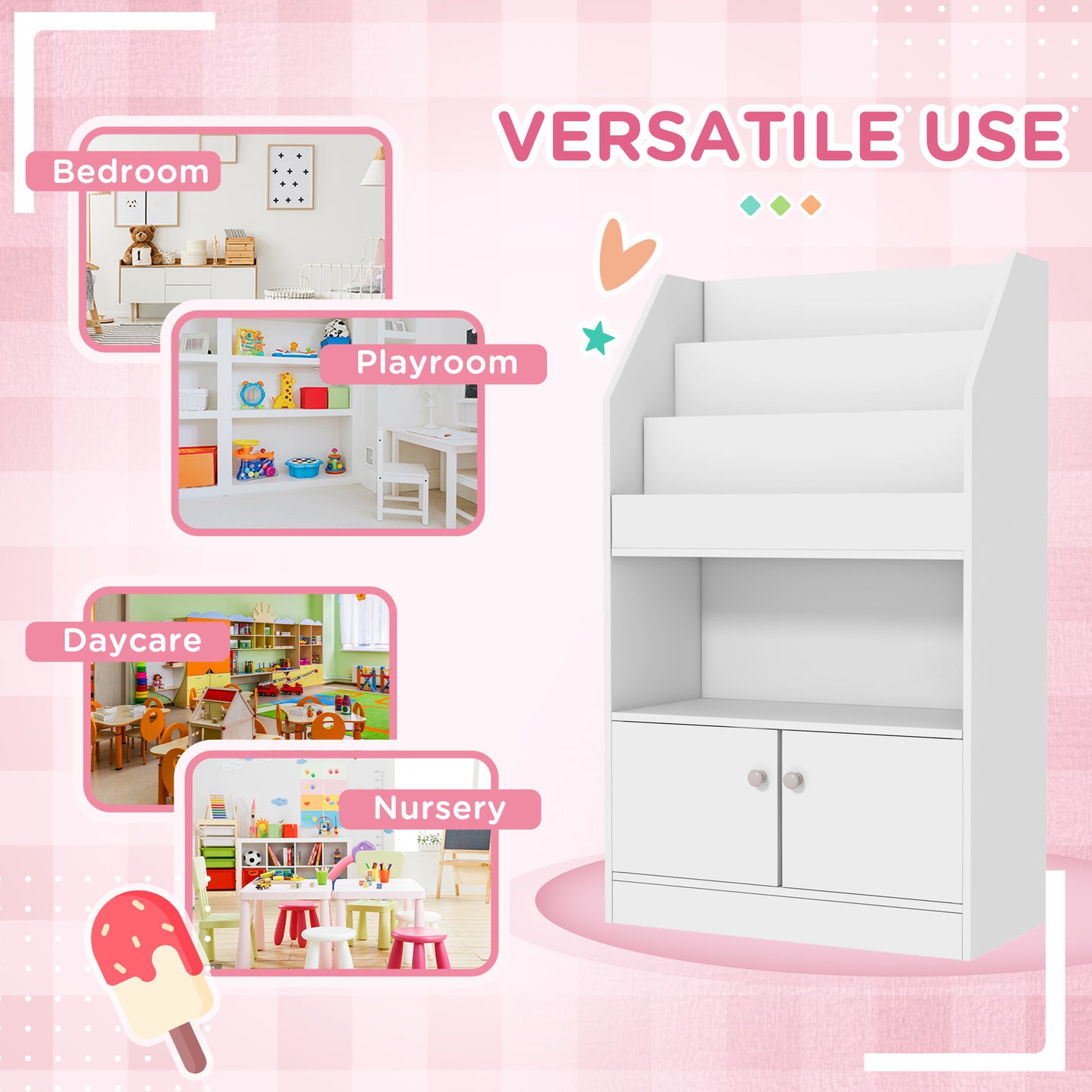 Bibliothèque pour enfants, pour chambre, salle de jeux, blanche