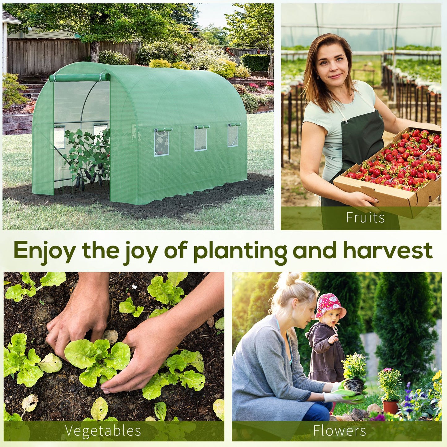 Outsunny Outdoor Plant Grow Tunnel: 11.5 x 6.6 Warm Greenhouse with Roll-Up Door