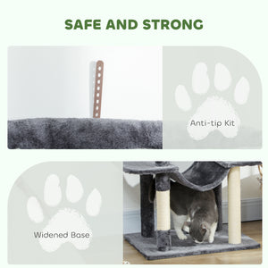 69-inch Multi-Level Cat Tree with 2 Condos, Plush Perch and Scratching Posts, Dark Gray