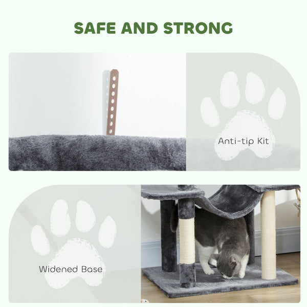 69-inch Multi-Level Cat Tree with 2 Condos, Plush Perch and Scratching Posts, Dark Gray