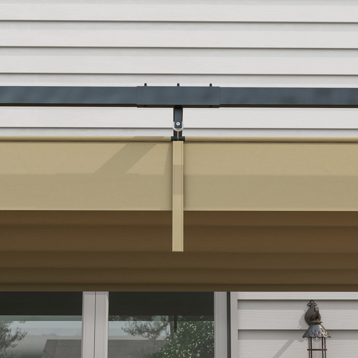 Pergola de patio 10' x 7' avec auvent rétractable, abri solaire extérieur, ombre de jardin, kaki