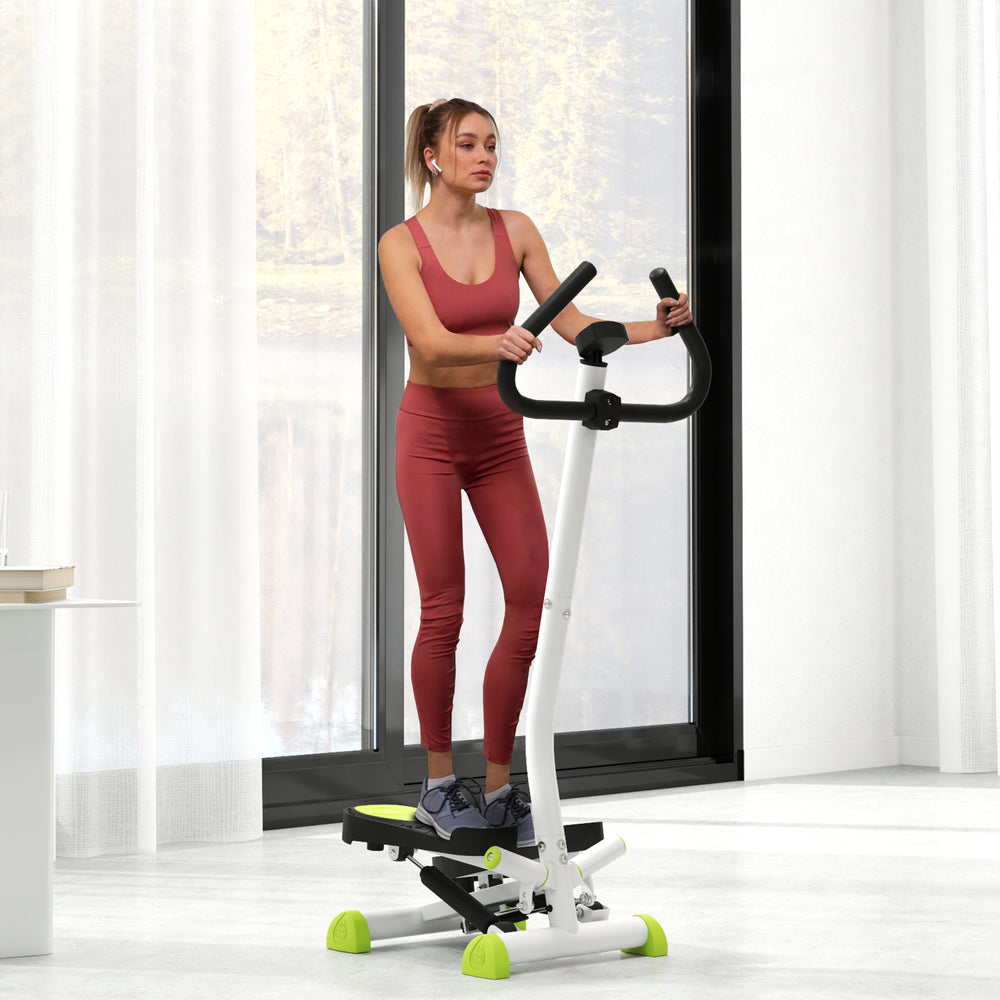 Twist Stepper with Adjustable Resistance and LCD Display - White and Green