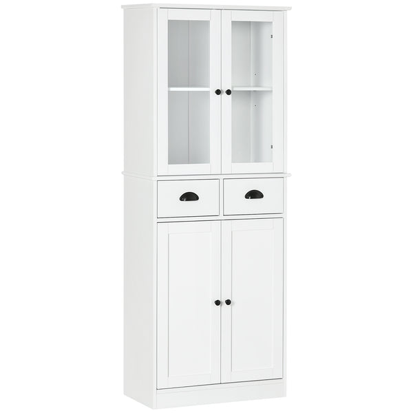 Meuble de rangement de 61 pouces avec portes en verre, blanc