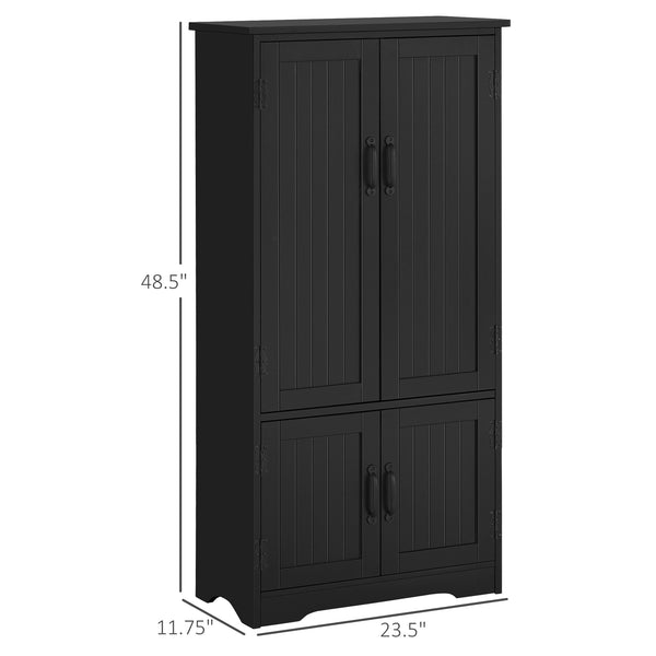 Garde-manger à 4 portes à plusieurs étages, noir
