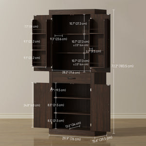 Meuble de rangement style campagnard avec 4 portes de grange, marron
